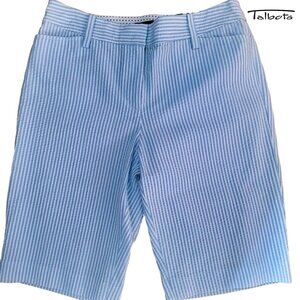 NWT Talbots Blue White Stripe Seersucker Perfect Short 10 1/2" Inseam Size 4